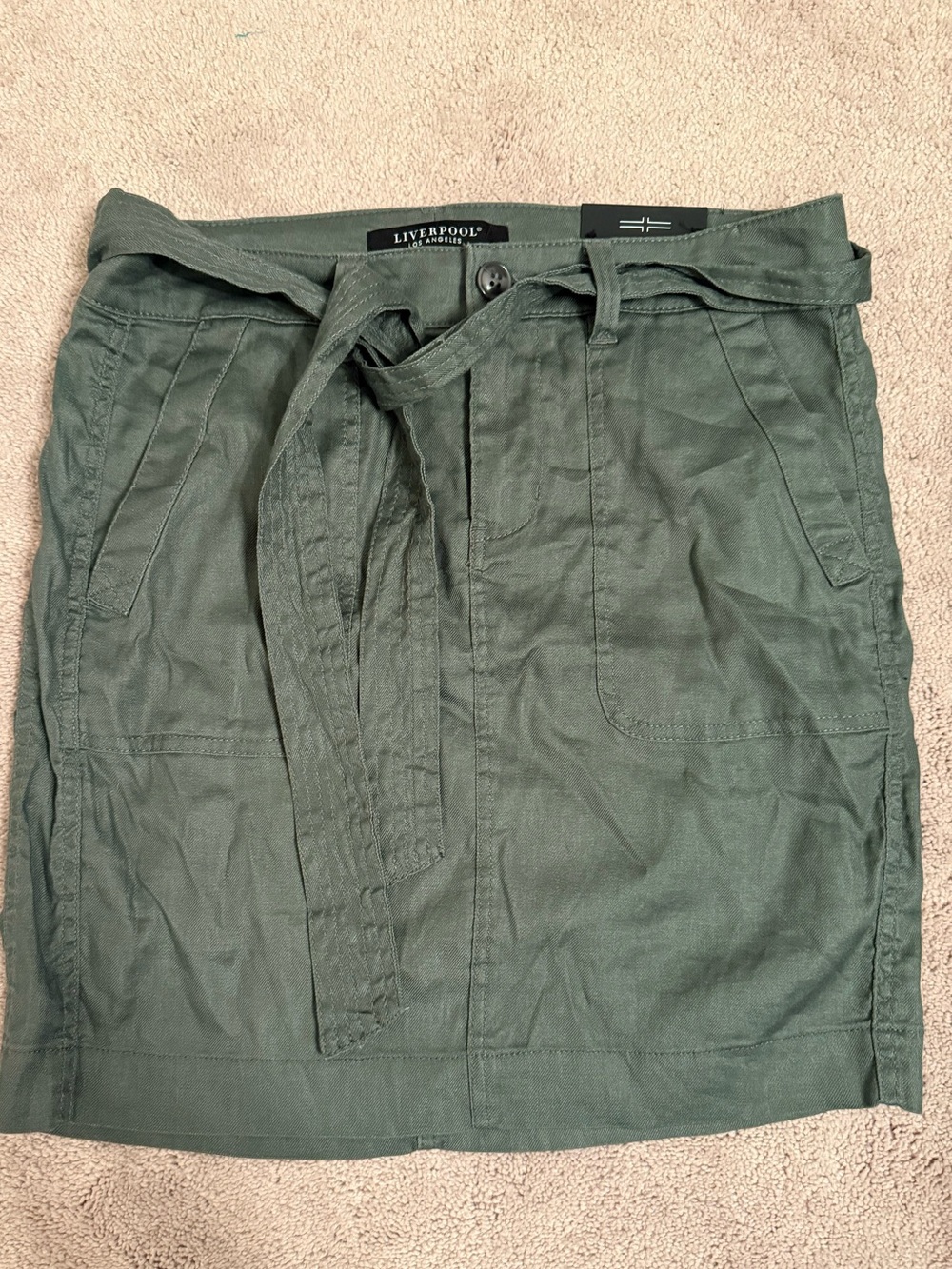 Liverpool Los Angeles Olive Utility Skirt with Belt Size 4, new with tags
